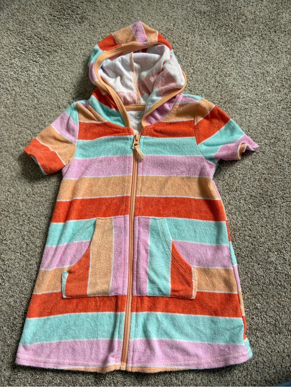 Girls Terry towel Bathing Suit Cover Up Toddler Colourful Striped Size 3T